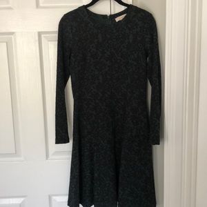 Long sleeve green and black dress